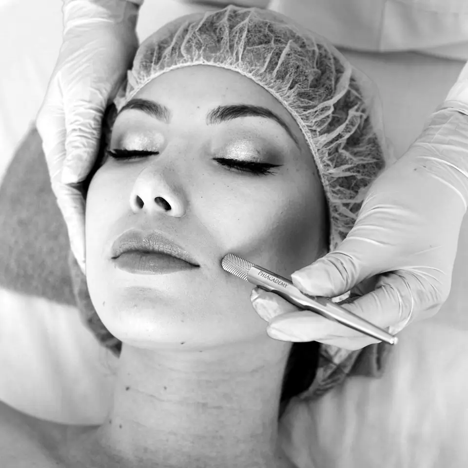 A facial skincare treatment at a clinic